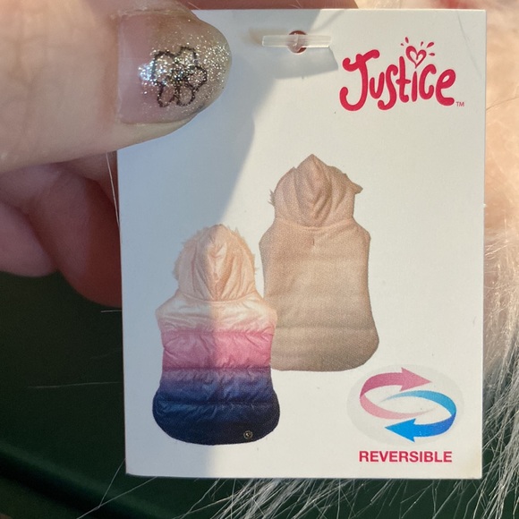 Justice brand ombré reversible xs brand new with tags. Fur around the hood! 💝 - Picture 4 of 4